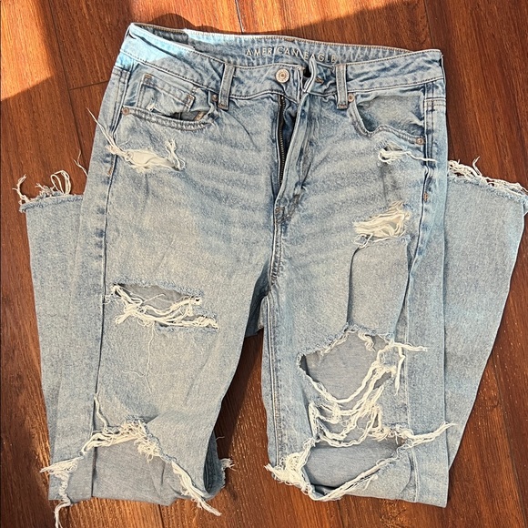 American Eagle Women’s Ultra-Distressed Strigid Mom Jeans - Picture 2 of 5